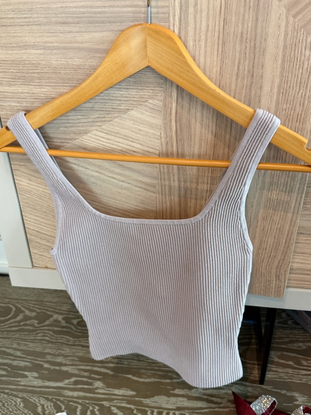 Aritzia babaton sculpt Ribbed Square-Neck Tank Top - Light Lavender/lilac